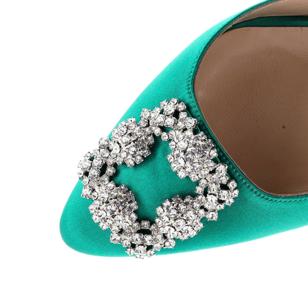 Manolo Blahnik 70 Women's Hangisimu Heeled Mules Satin - Picture 5 of 5